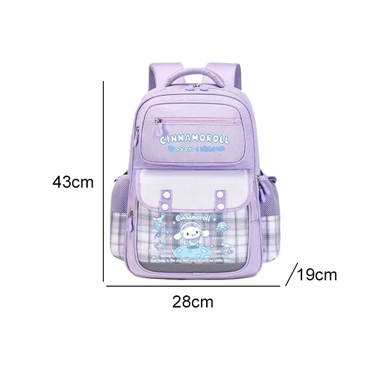 Sanrio Anime Cinnamoroll Mochila de Grande Capacidade para Crianças, Cute Cartoon Schoolbag, Papelaria Estudante, Bolsa de Ombro, Presente