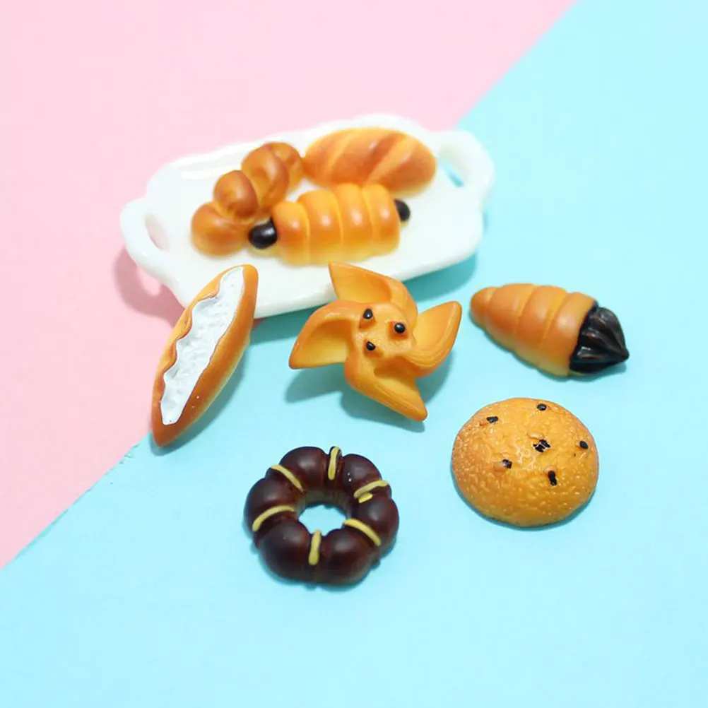 

50pcs Simulation Bread Resin Accessories Durable Craft Supplies Kids Food Toy DIY Earrings Jewelry Pendant Keychain Decor
