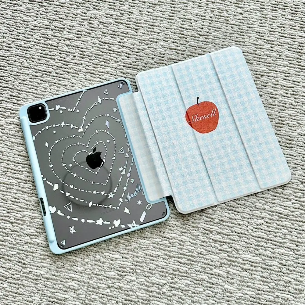 Striped Graffiti Apples Cute Anime iPad Case For iPad Pro 11 13in 2025 iPad Pro 12.9in Air7 10th 11th M4/5 MINI 3 Fold Cover