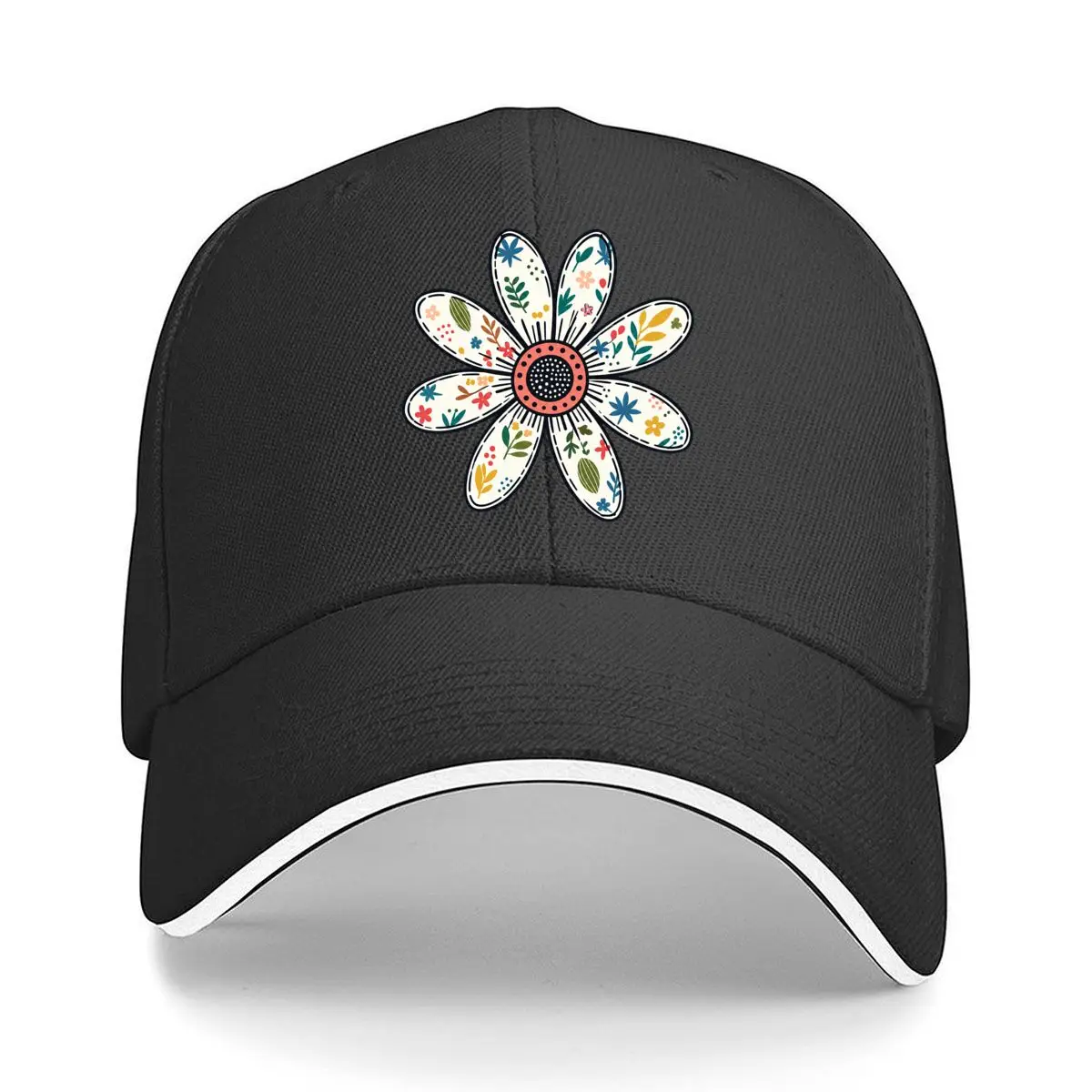 Colorful Botanical Flower Dotted Center Floral Pattern Hip Hop hat Fashion Outdoor Sports Sandwich Baseball Cap