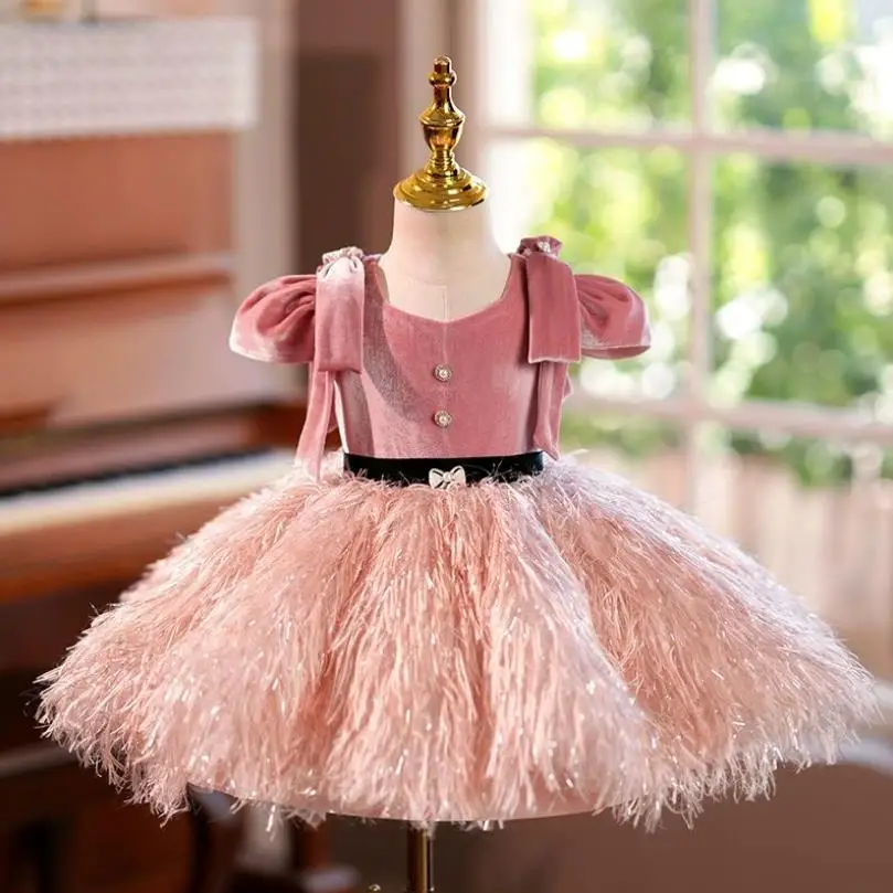 High-End Children's Evening Gown Host Piano Performance Wedding Birthday Girls Party Dresses A4186 Vestidos Bridesmaid Dresses