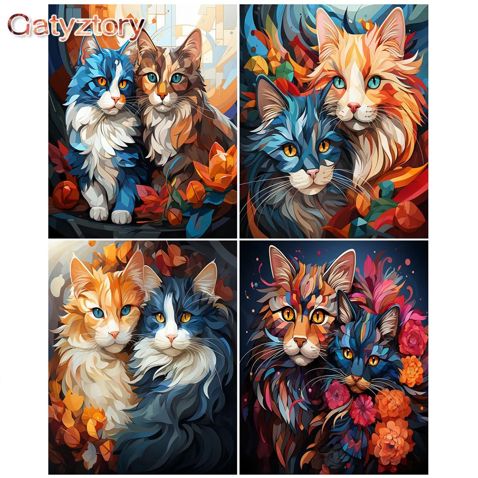 

GATYZTORY Frameless Paint by Numbers Animal Oil Painting By Numbers Kits Colorful Cat Digital Painting On Canvas DIY Home Wall D