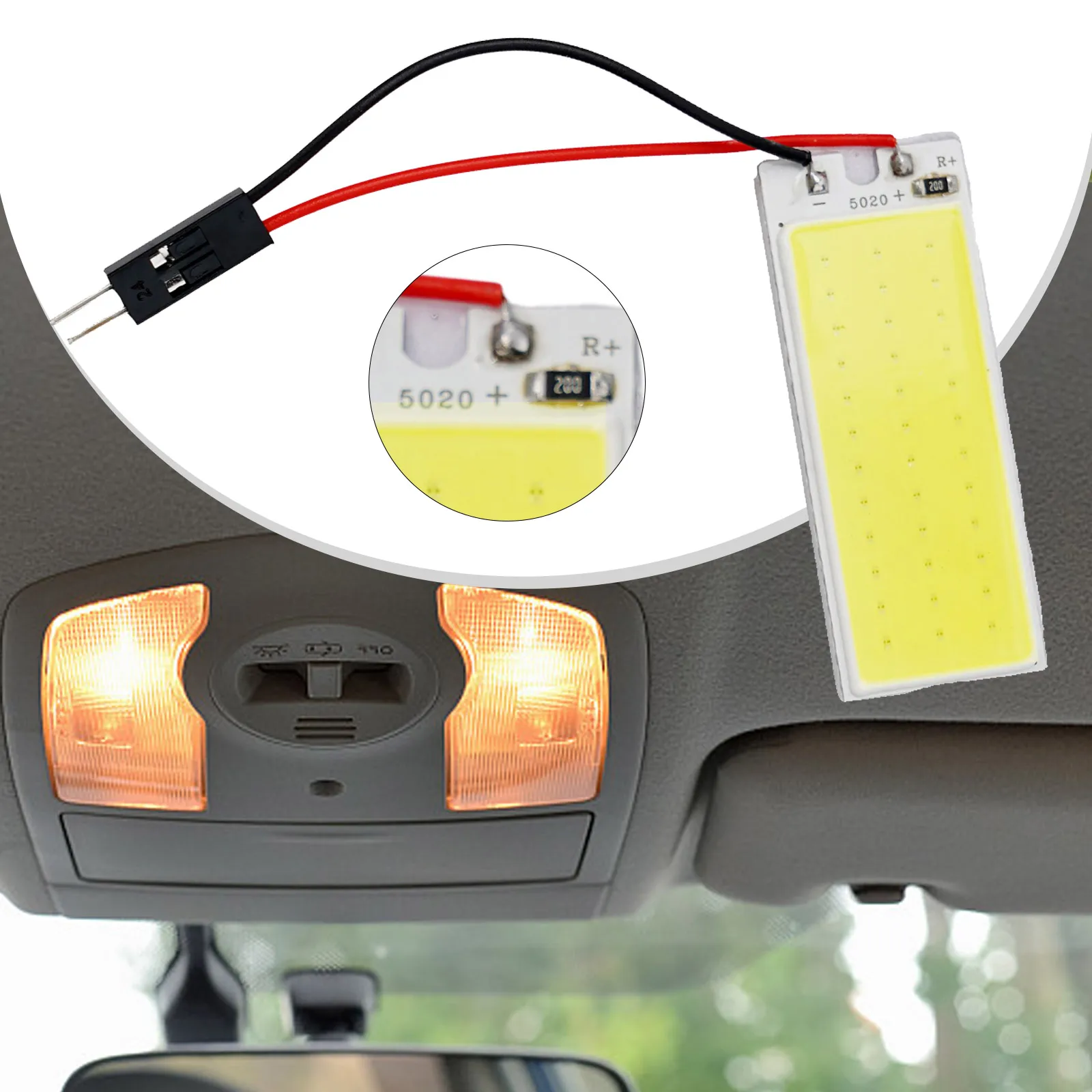 1pc Car Interior Ceiling LED Light Panel 6000K White COB LED Light Panel With Light For Car Interior Ceiling 16 LED 24/36/48 LED