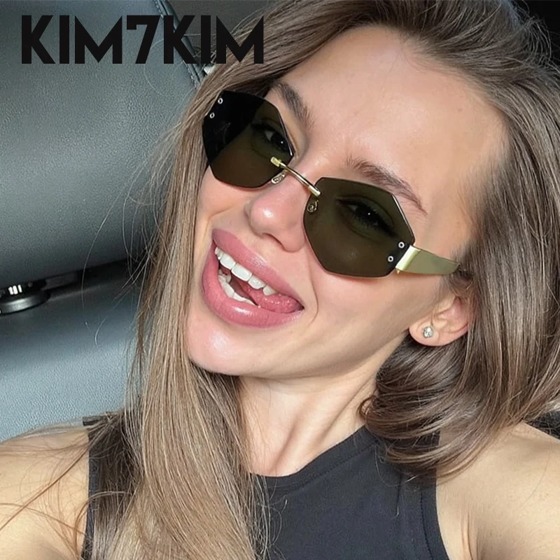 

Small Frame Rimless Polygon Sunglasses Women 2025 Luxury Punk Hexagon Sun Glasses For Ladies Vintage Shades Trendy Eyewear UV400