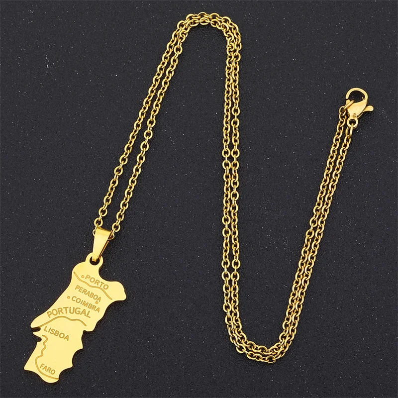 

Stainless Teel Sortuguese Map Necklace As A Gift For Friend