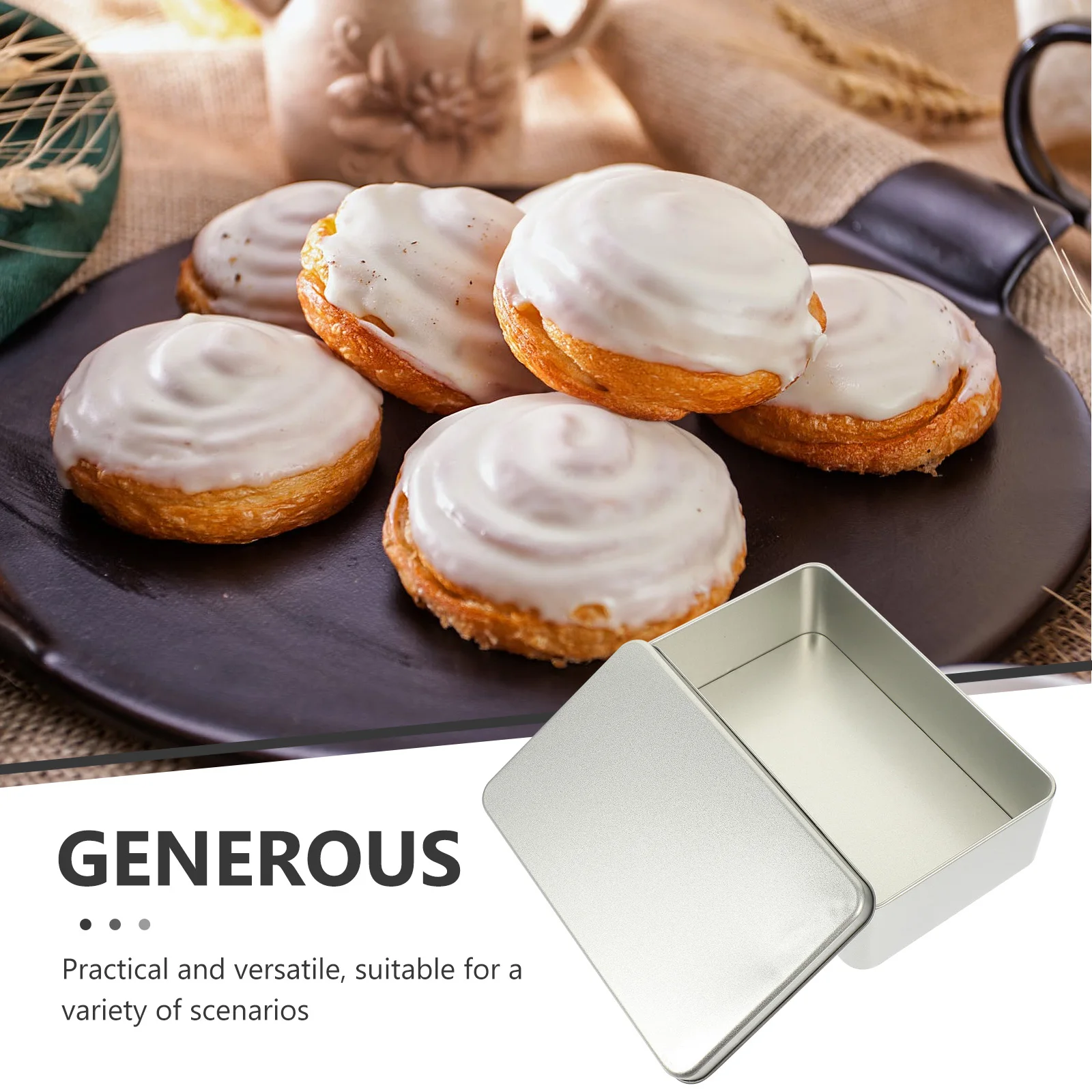 

Baking Dessert Packaging Box Kitchen Tins Storage Metal Containers Candy Decorative Silver Cookies with Lids