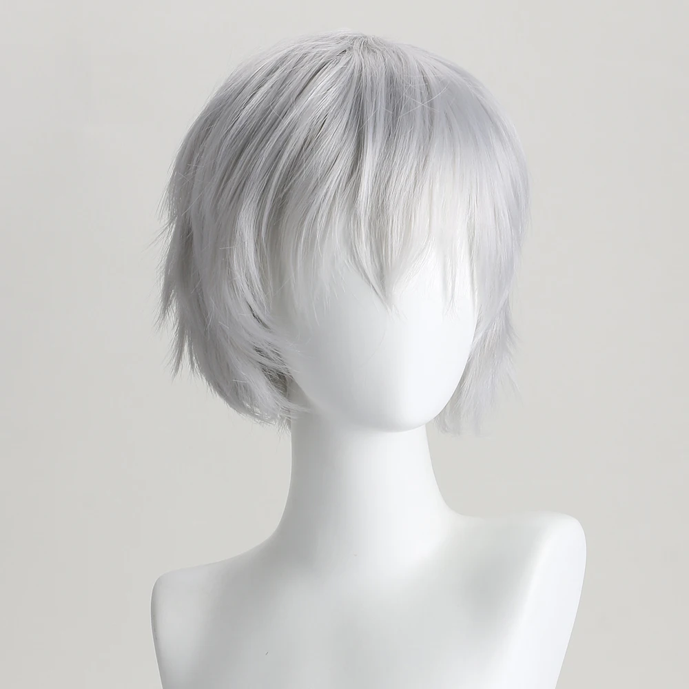 10 Inch Synthetic Wigs Black Short Curly Wig Anime Hatter for Cosplay Halloween Costume Party