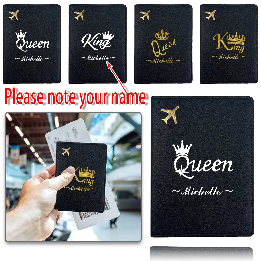 

Customized Name Leather Passport Holder RFID Blocking Travel Passport Organizer PU Cover Slim Wallet Card Case Coin Purse Design