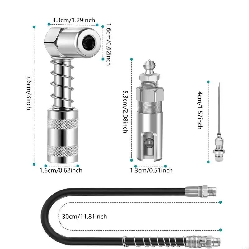 

Lubrication Coupler Connector Grease Injectors Quick Adapter With Flexible Extension Hose for Hard To Reach Area