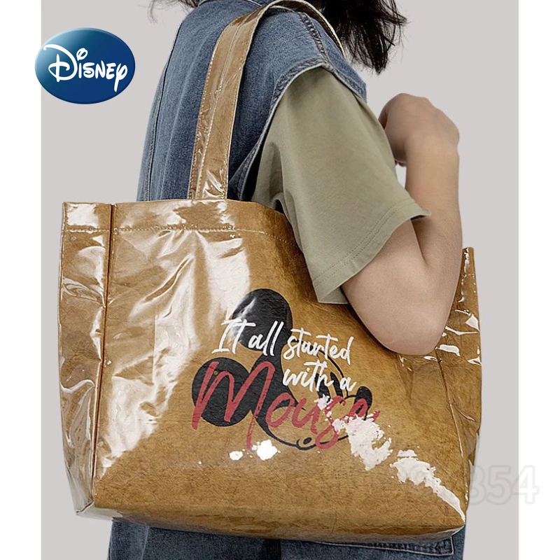 Disney-Bolso de pañales para mujer, bolsa de pañales de bebé de marca de lujo, bolso multifuncional de dibujos animados de amor, bolso de mano de