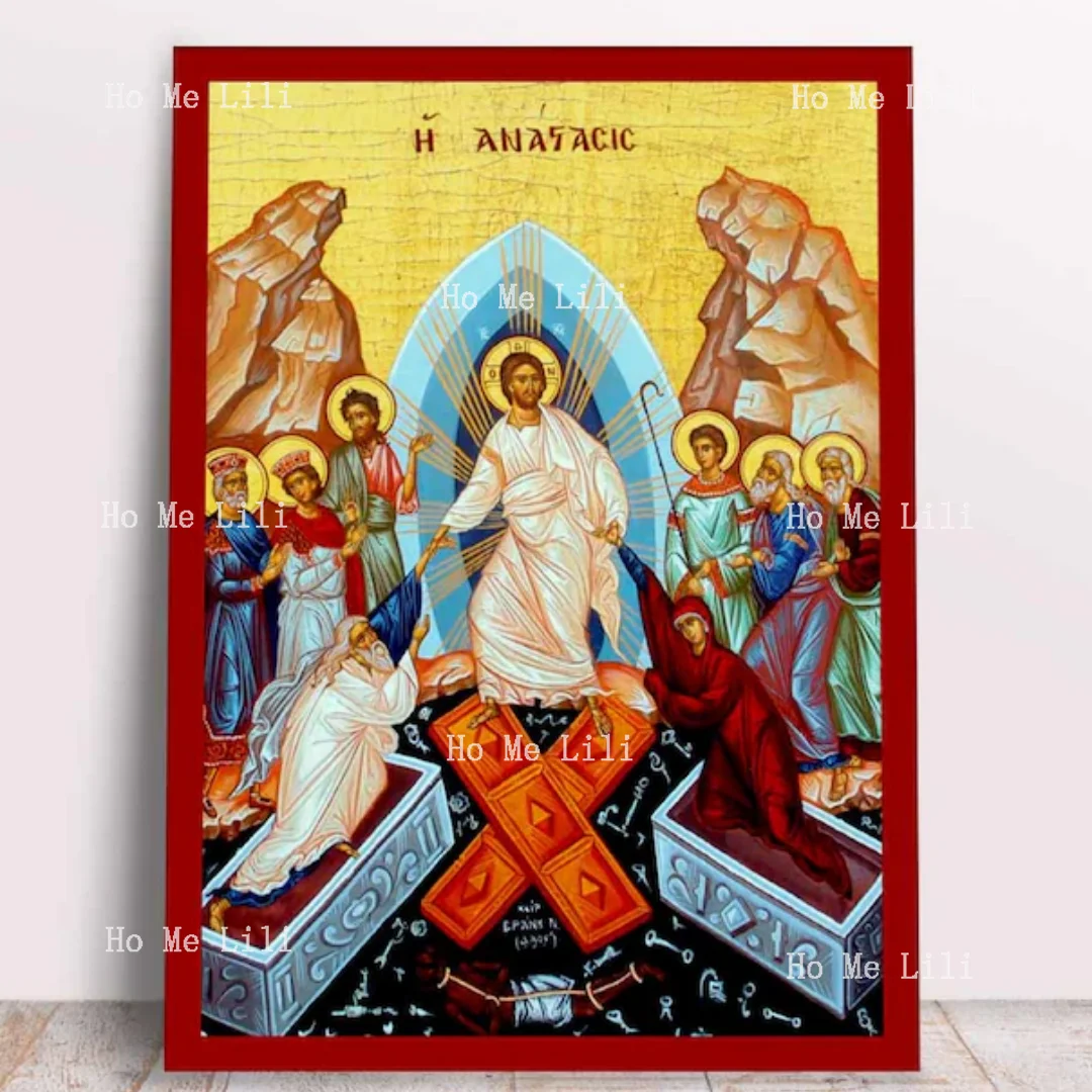 Jezus Chrystus zmartwychwstanie grecka bizantyjska ortodoksyjna ikona chrześcijańska
