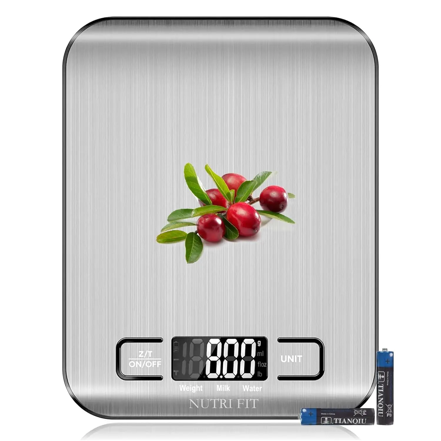 Digital Food Scale, 11lb Capacity, 1g Accuracy, Backlit LCD, Stainless Steel, Auto Tare