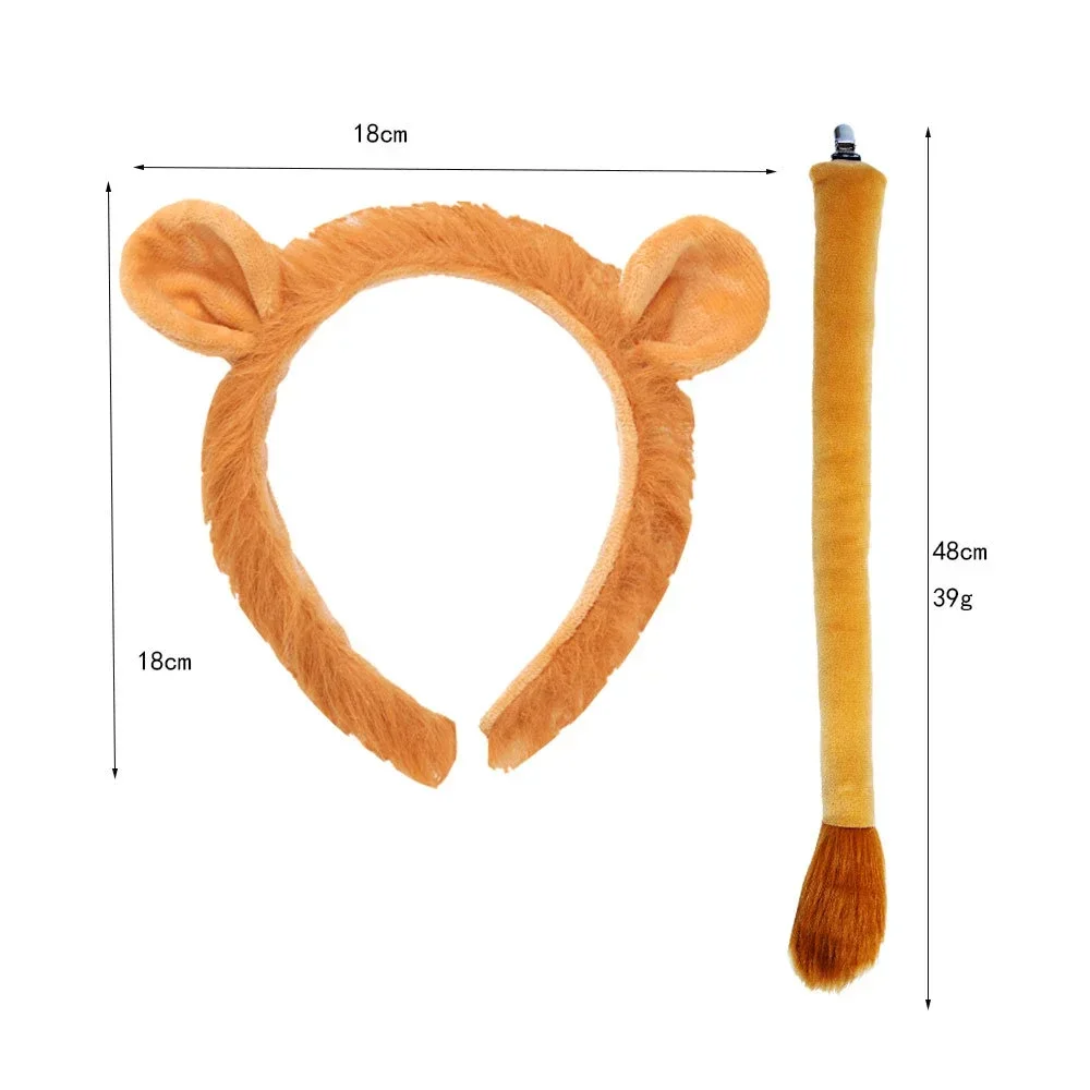 Halloween Animal Costume Accessories Lion Beast Headband Ear Tail Bow Tie Tutu for Children Kids Girls Fancy Dress Up Christmas