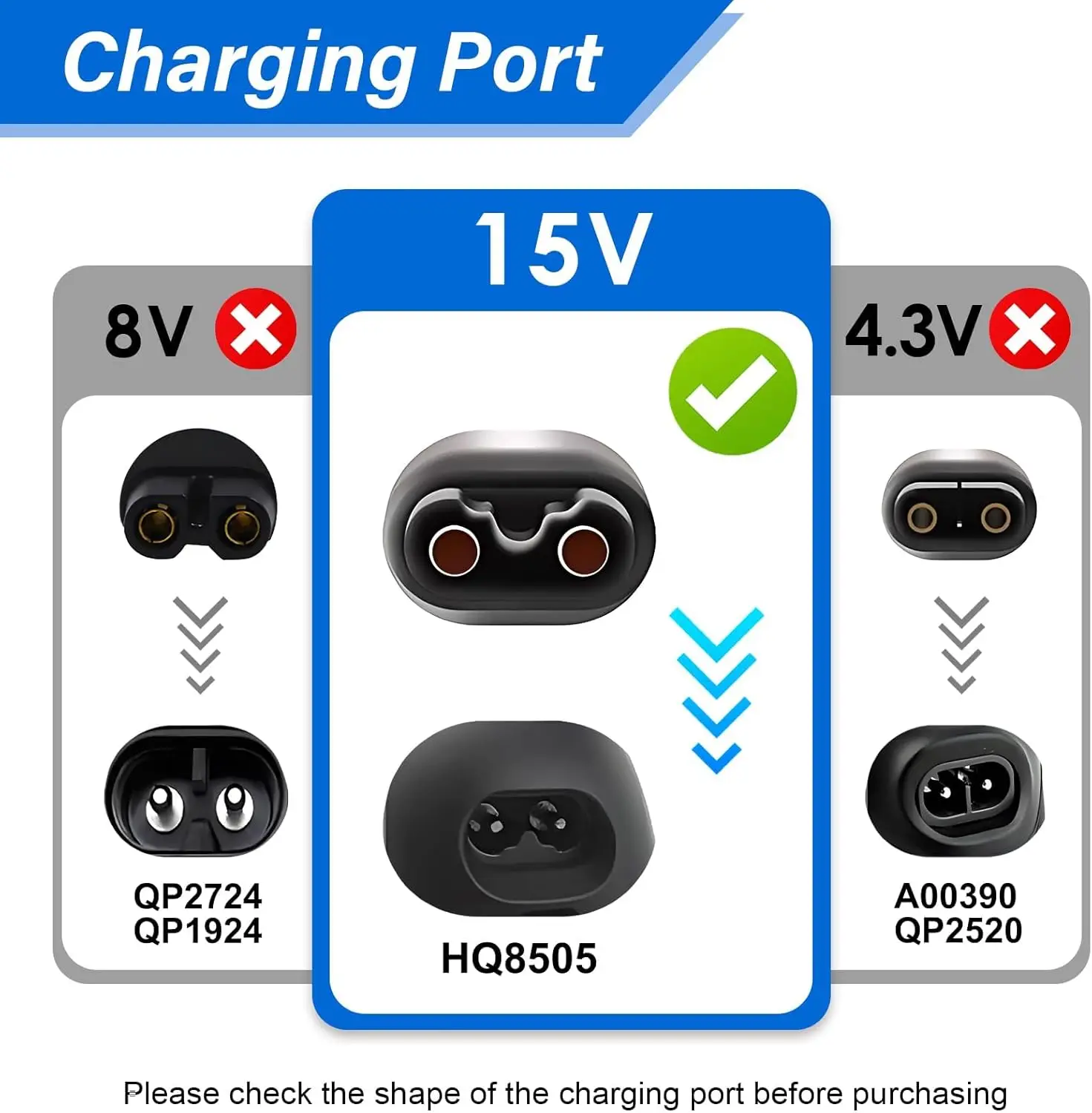 Chargeur 15V HQ8505 Adaptateur Pour Philips Rasoir Tondeuse Barbe Bodygroom QP6520 QP6530 MG7720 MG7730 S5420 S5579 BG5020