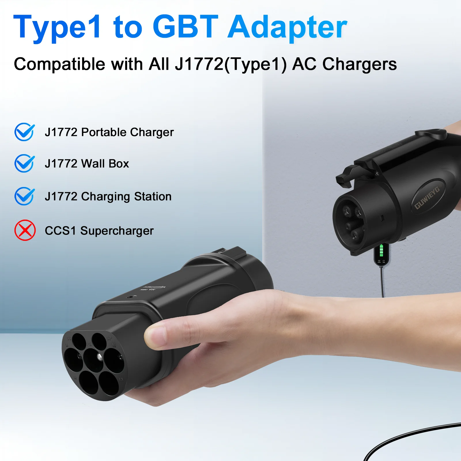GUWIEYG EV Charger Connector Type 1 to GBT Adapter Electric