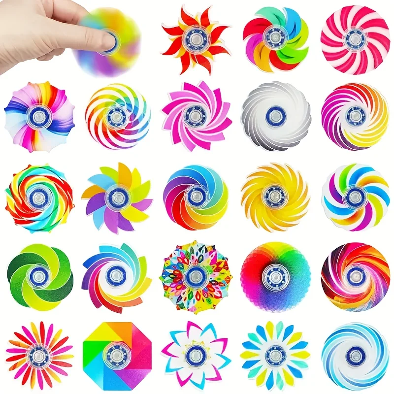 12/24 piezas de vibrantes juguetes giratorios de acrílico - Recuerdos para fiestas, regalos de Pascua y festivos, colores aleatorios para Halloween/Acción de Gracias/Pascua