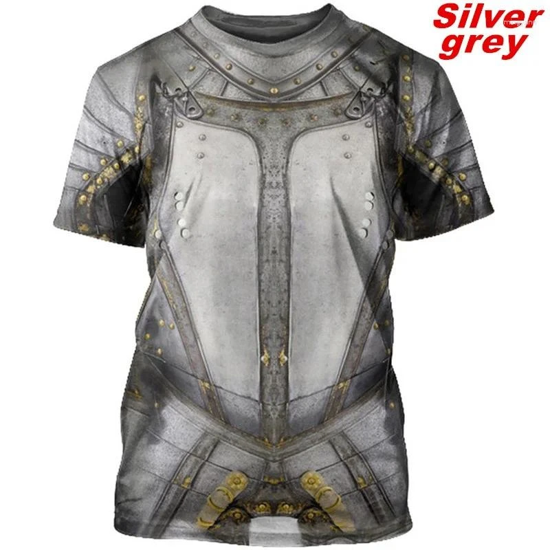 2024 New Men's T Shirts Cool 3D Printed Knight Warrior Armor T-shirt Fashion Mens Ancient Roman Style Streetwear Tops Breathable