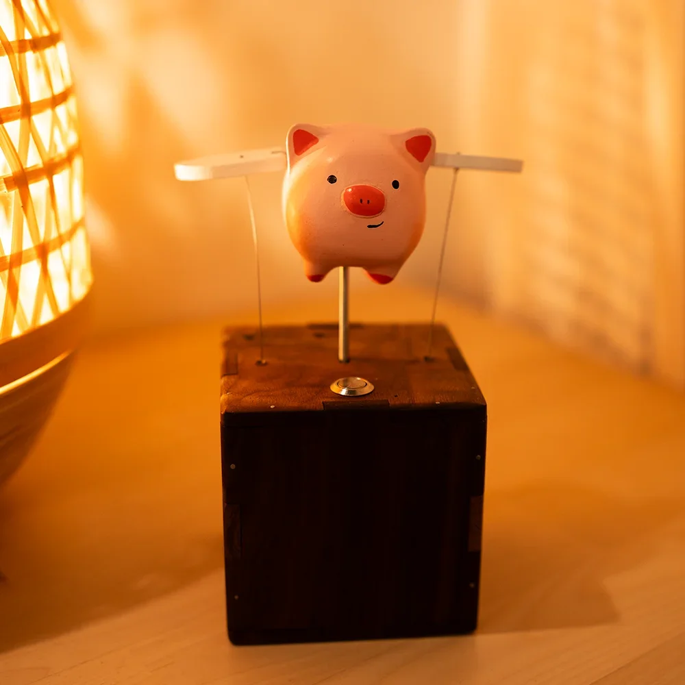Flying pig, solid wood ingenious handmade wooden toy