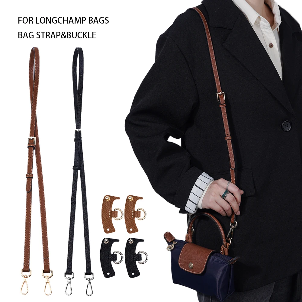 3Pcs Bag Strap For Longchamp Mini Bag Punch-free Genuine Leather Shoulder Strap Transformation Crossbody Strap Bag Accessories