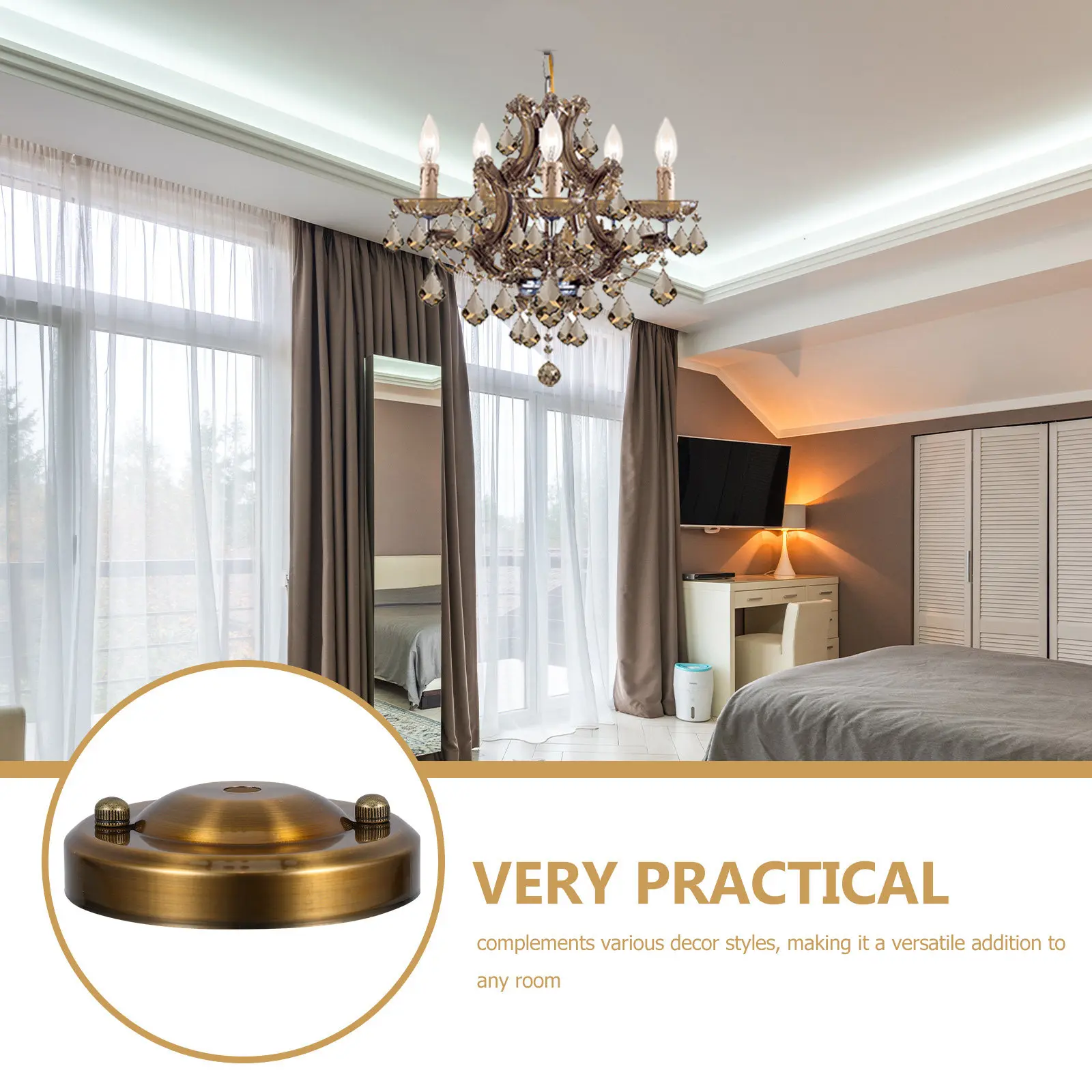 

1Set Iron Round Ceiling Canopy Kit for Pendant Lights Chandeliers Heavy Duty Lamp Base Fixture Cover Plate Decorative Lighting