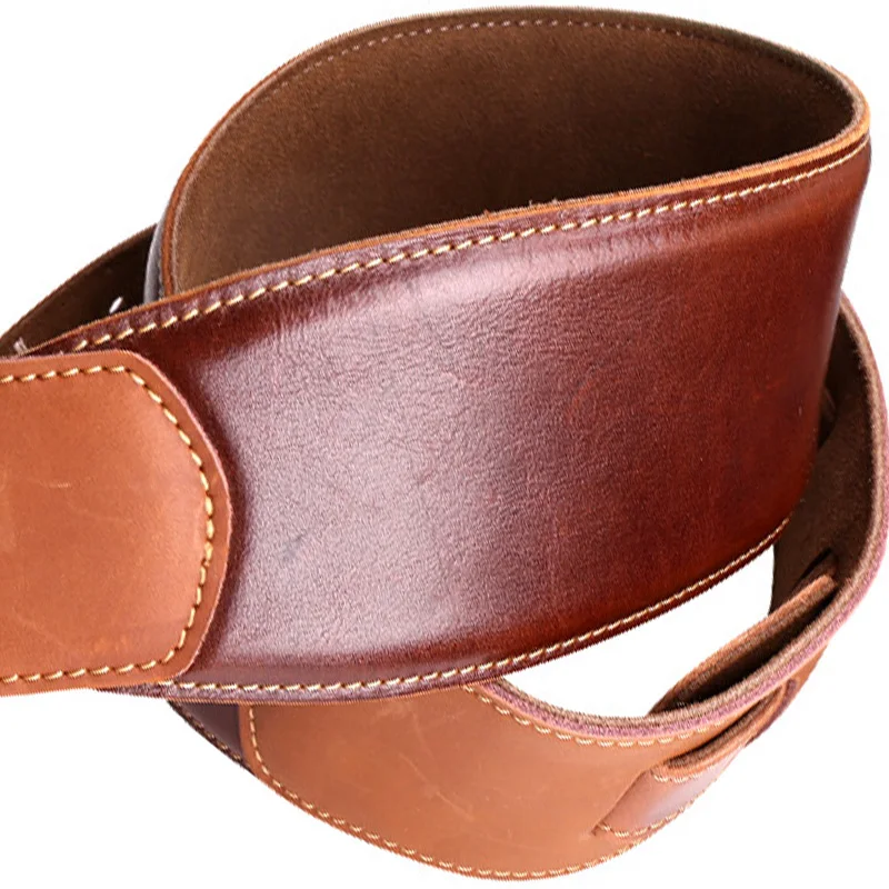 -A65I Guitar Accessories Thick Genuine Leather Electric Bass Guitar Strap Adjustable Acoustic Folk Classical Guitar Belt Strap