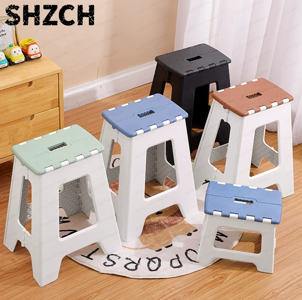 Portable Outdoor Folding Stool High Dining Chair Plastic Thickened Bathroom Small Bench