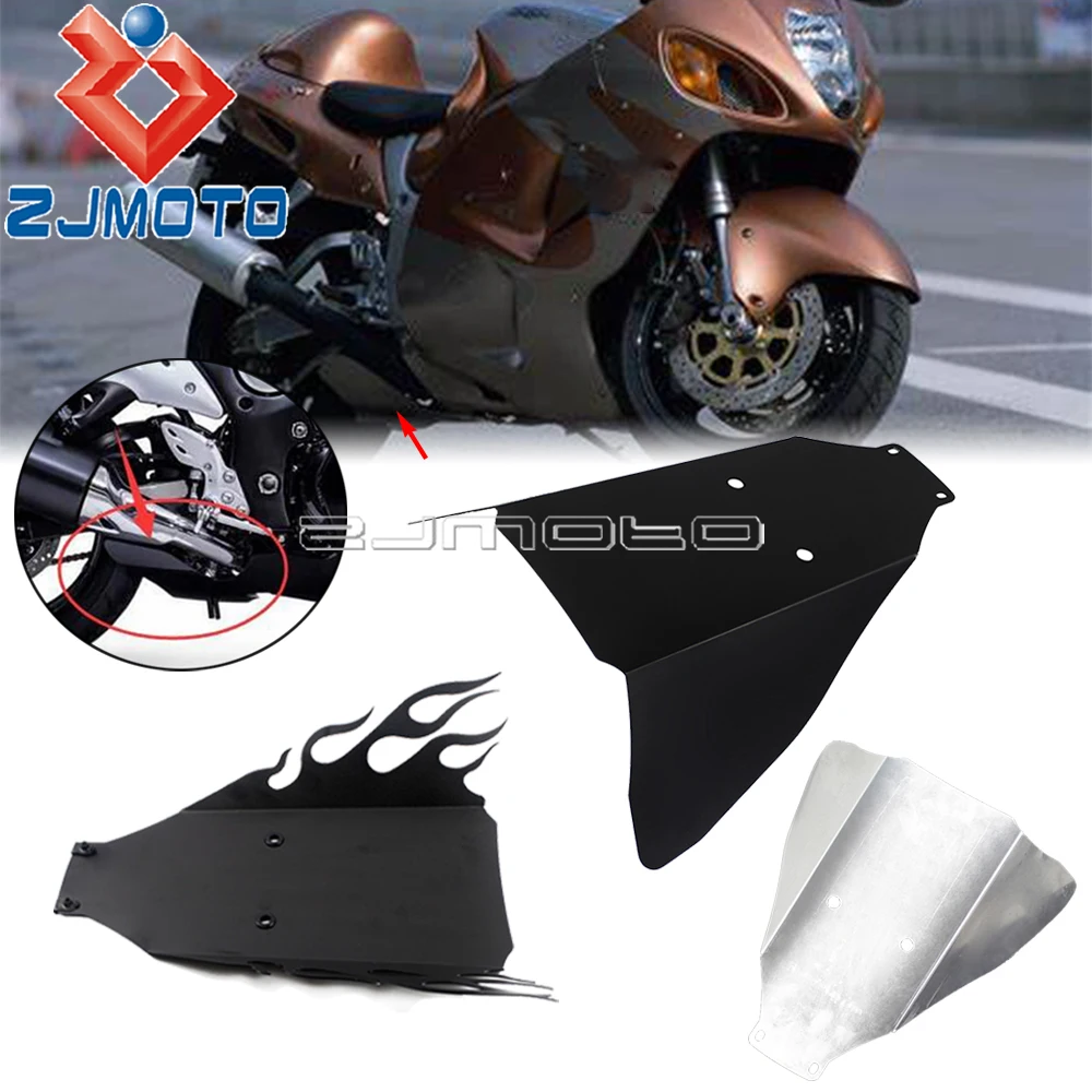 Aluminum Lower Belly Pan Cover Motorcycle Fire Flame Cowl Under Wing Chassis Guard Shield For Suzuki Hayabusa GSX 1300R 1999-07