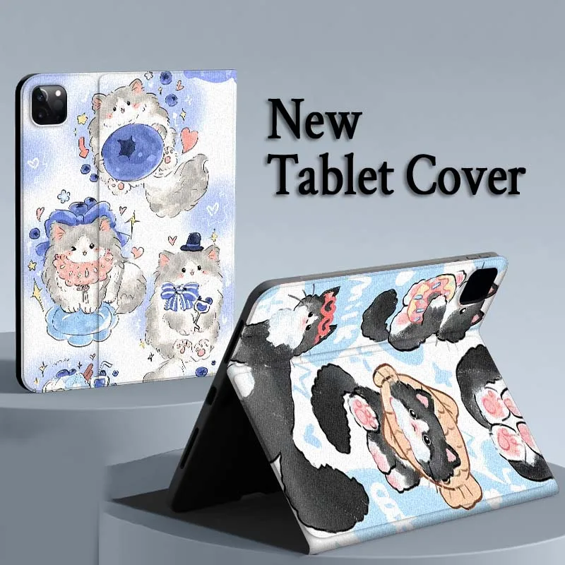 

Soft and cute cat themed Print Case For iPad Air Mini Pro 7 6 5 9.7 11 10.5 12.9 Automatic Sleep/Wake Tablet