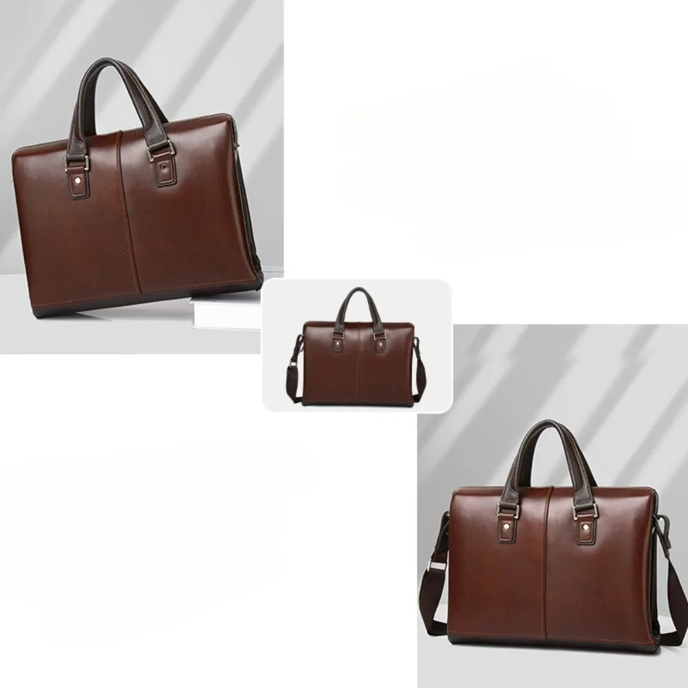 Men's Handbag Retro First Layer Simple Premium Cowhide 15/6 Inch Computer Versatile Fashion Handbag  High-end Business Briefcase