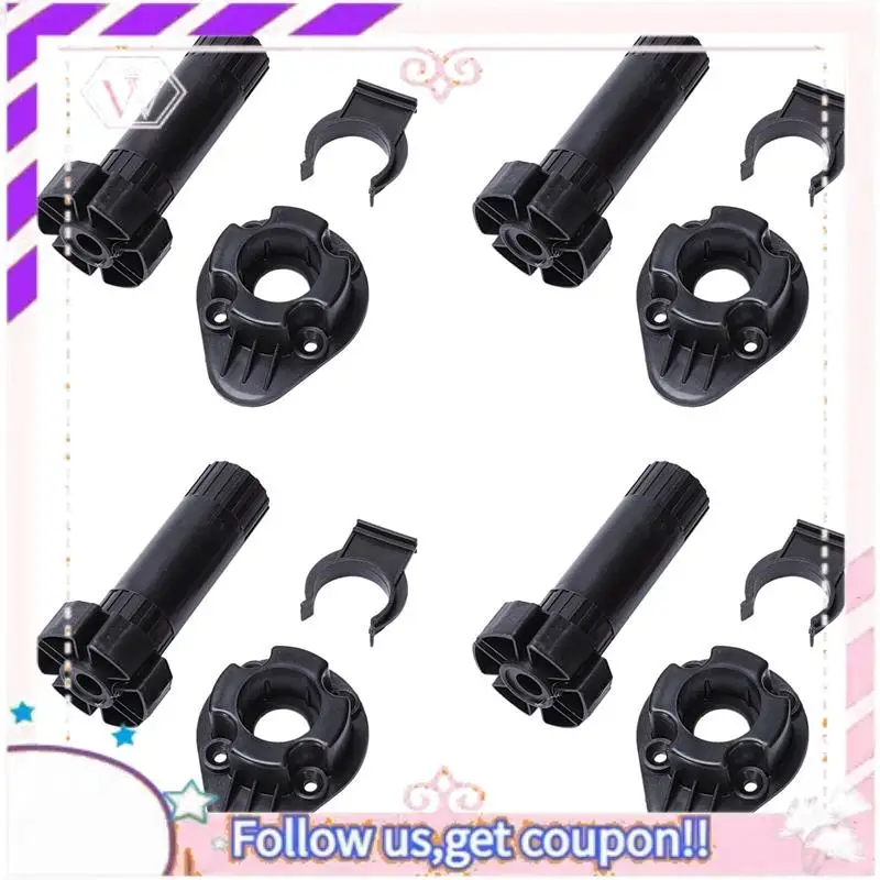 Y74A-8X Plastic Adjustable Height Kitchen Cupboard Plinth Foot Leg Pair Black