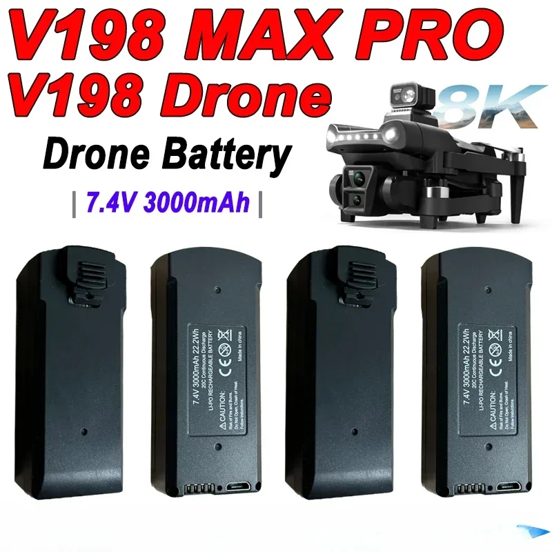 Original 7.4V 3000mAh V198 MAX PRO 8K Drone Battery For V198 GPS RC Quadcopter Spare Battery Accessories Parts