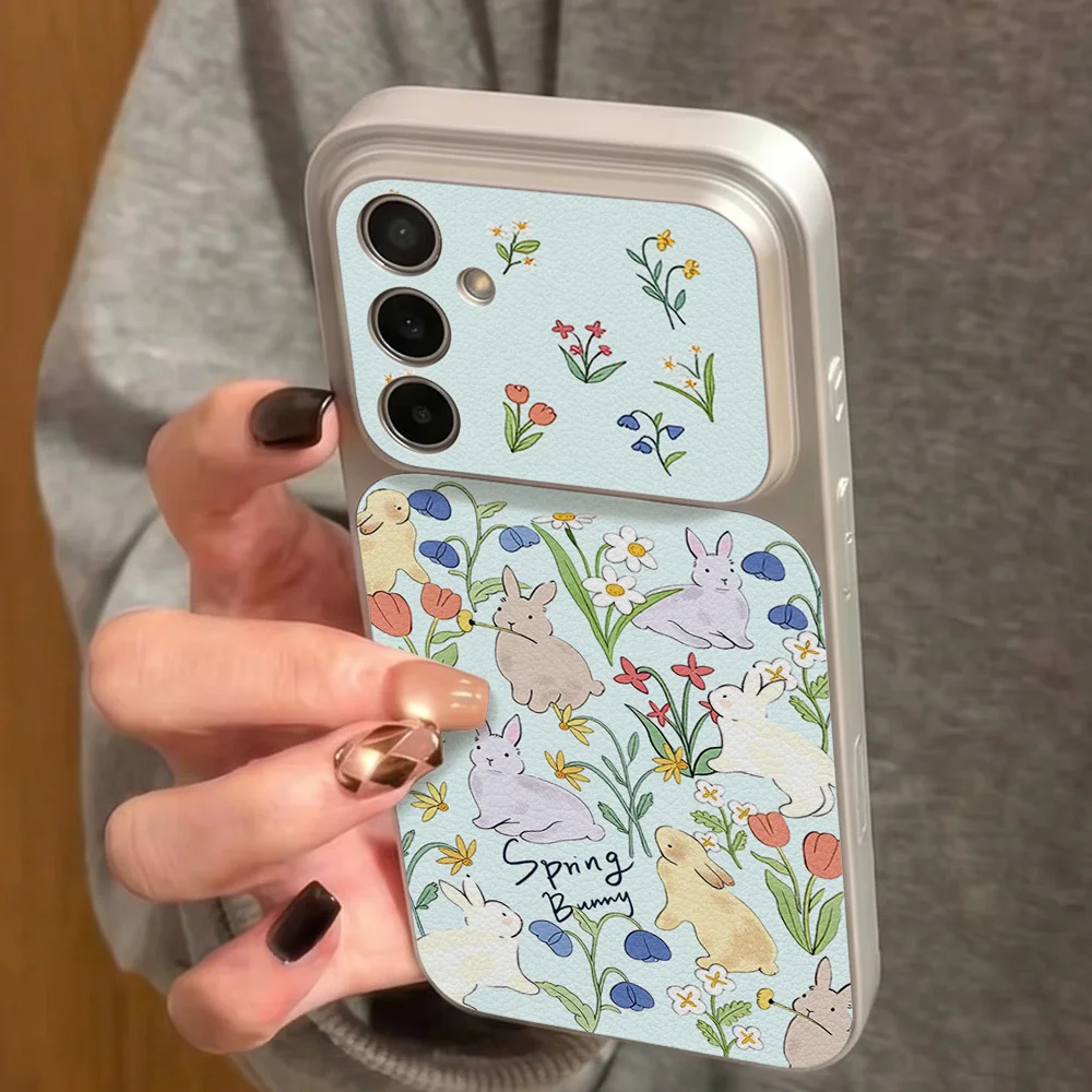 Cute Rabbit Leather Phone Case For Samsung Galaxy S26 Ultra S25 S24 S23 A56 5g A57 A18 A08 A16 A17 A26 A36 A37 A53 A54 A55 Cover