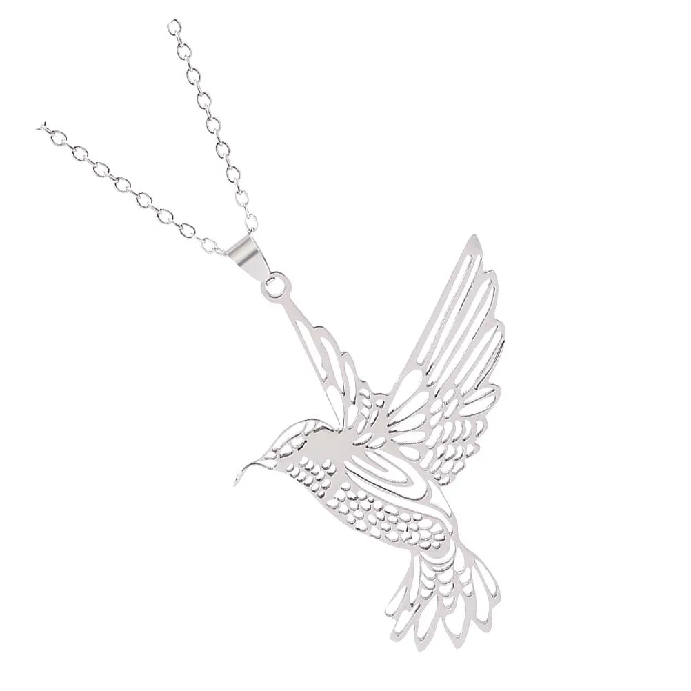 1 pçs colar de pássaro de aço inoxidável oco-para fora criativo hip-pop pingente masculino colar elegante pescoço decoração presente