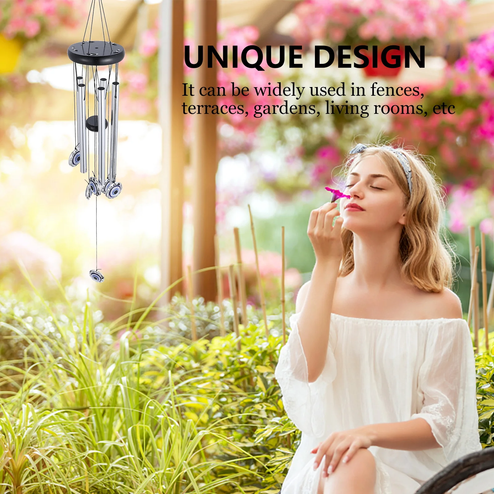 

1Pcs Opal Cat's Eye Aluminum Tube Wind Chime Durable Hanging Bell Garden Patio Decor Aluminum Tube Hanging Bell