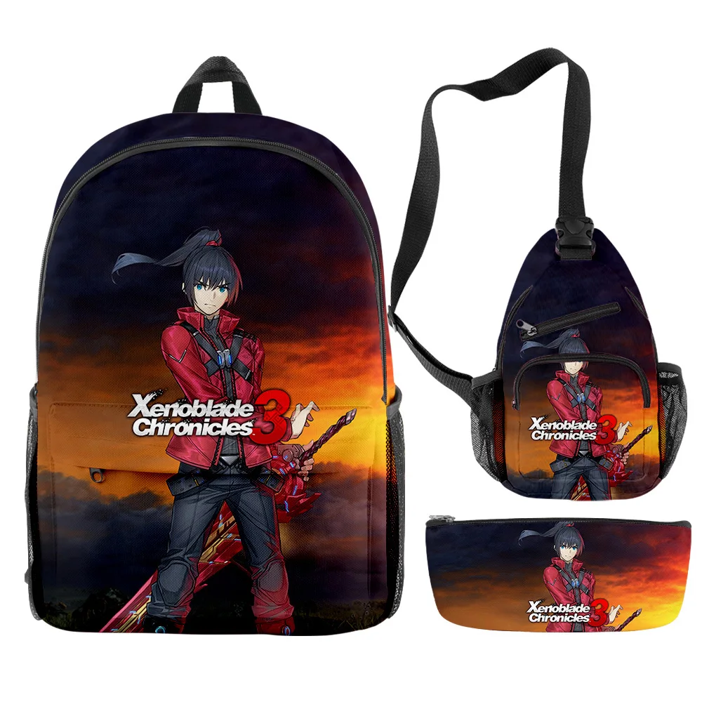 

Hip Hop Popular Xenoblade Chronicles 3 Game 3D Print 3pcs/Set pupil School Bags Travel Laptop Backpack Chest Bag Pencil Case