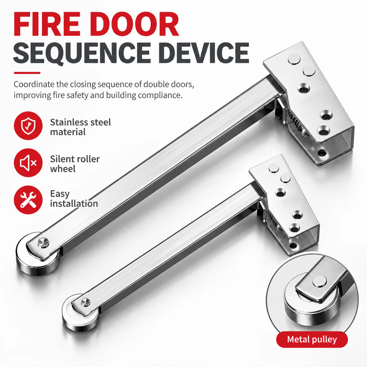 Adjustable Auto Close Door Closure Without Holes Aluminum Alloy Automatic Spring Soft Heavy Duty WF Closer Fire-proof Hardware