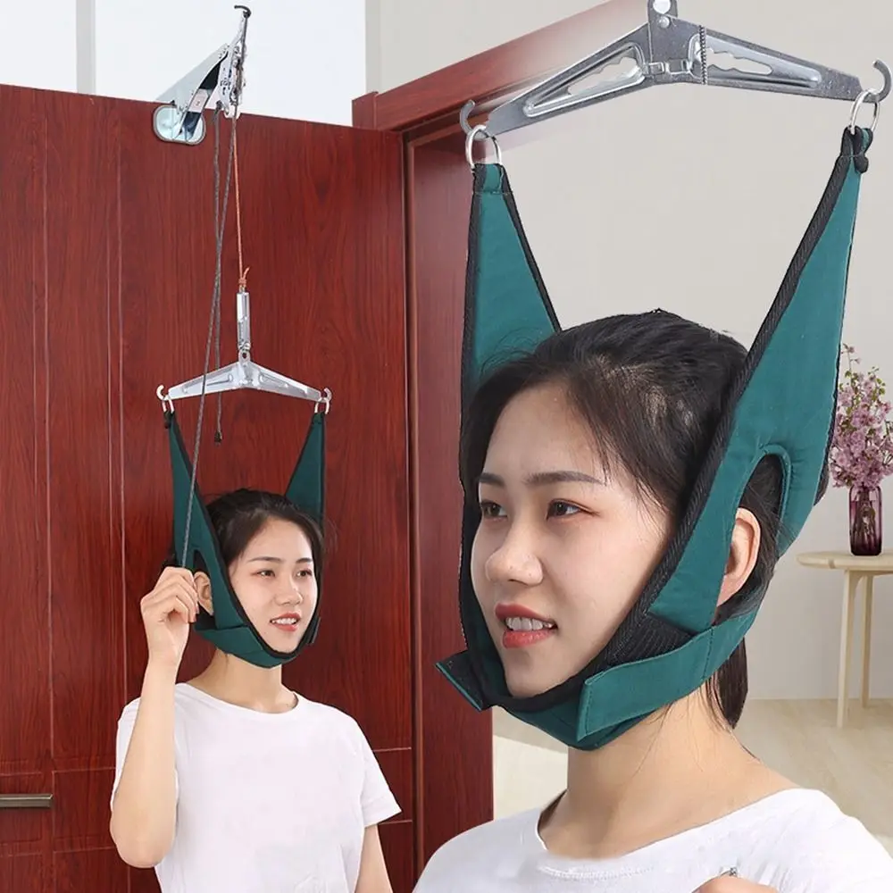 1PCS Hanging Cervical Traction Device Soft Neck Stretching Belt Pain Relief Metal Bracket Chiropractic Neck Traction Cushion