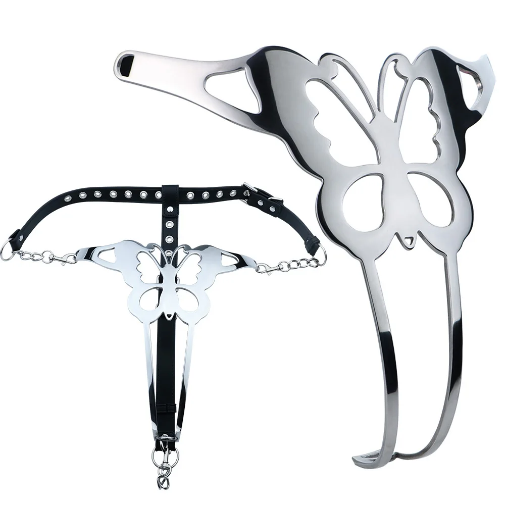 LEZEE Fun Wear G-String Sexy Lingerie Metal Briefs Harness Women Brief Pant Body Bondage PU Belt Underwear Clitoris Sex Toys