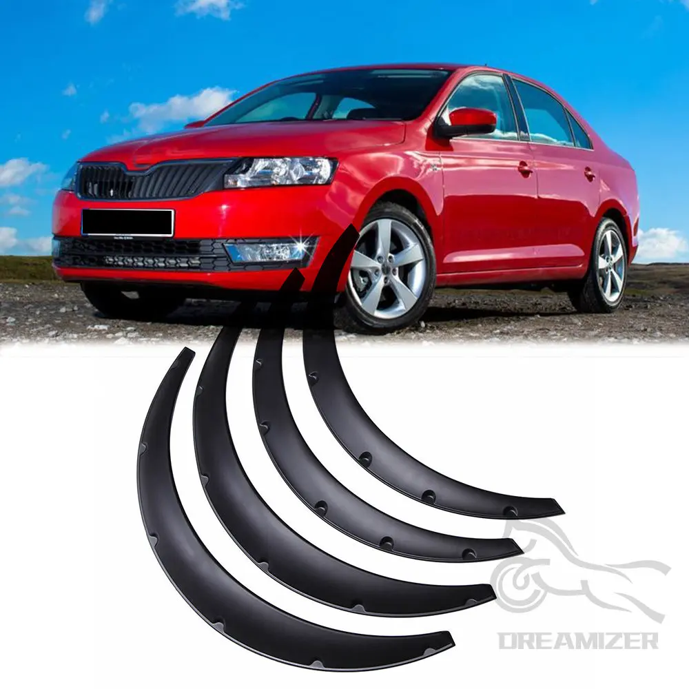 

4pcs 3.5" Car SUV Off-road Wheel Fender Flares Wheel Arch Protector Polypropylene Cover Trim Fender Wheel Arches For Skoda Rapid