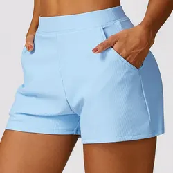 New Women Yoga Shorts Thread High Waist Workout Gym Shorts Fitness Fitness yoga leggings Running Cycling Short Pants