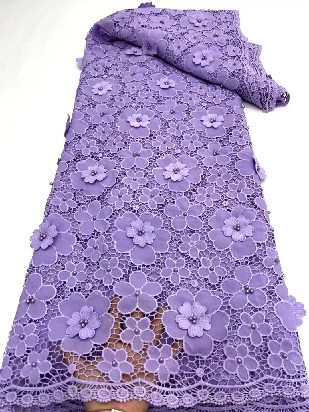 Tissu Africain en Maille Française avec Perles pour la Couture de Robe de Mariée, Dentelle NigWin de Haute Qualité, 5 Yards, 2023