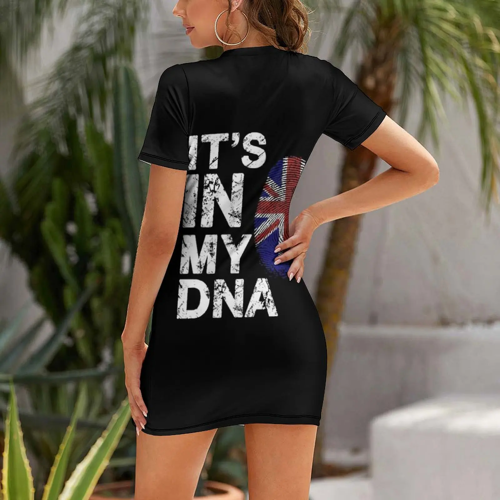 IT'S IN MY DNA 영국 국기 영국 영국 영국 유니온 잭 티셔츠 반팔 드레스 여성 드레스 댄스 파티 드레스 드레스