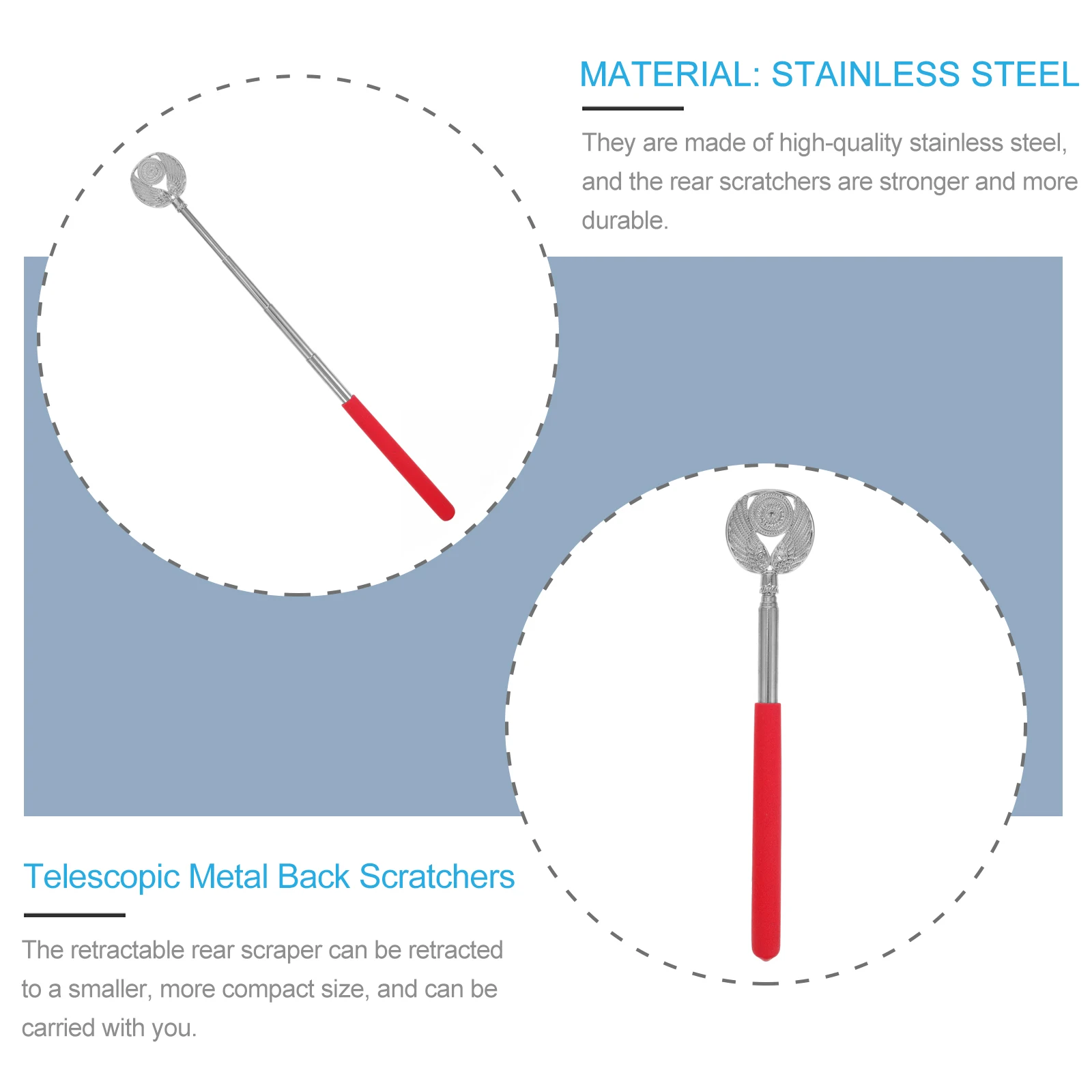 

2 Pcs Tickling Telescopic Claw Scratching Sticks Hand Massagers Back Tools Metal Scratchers Man