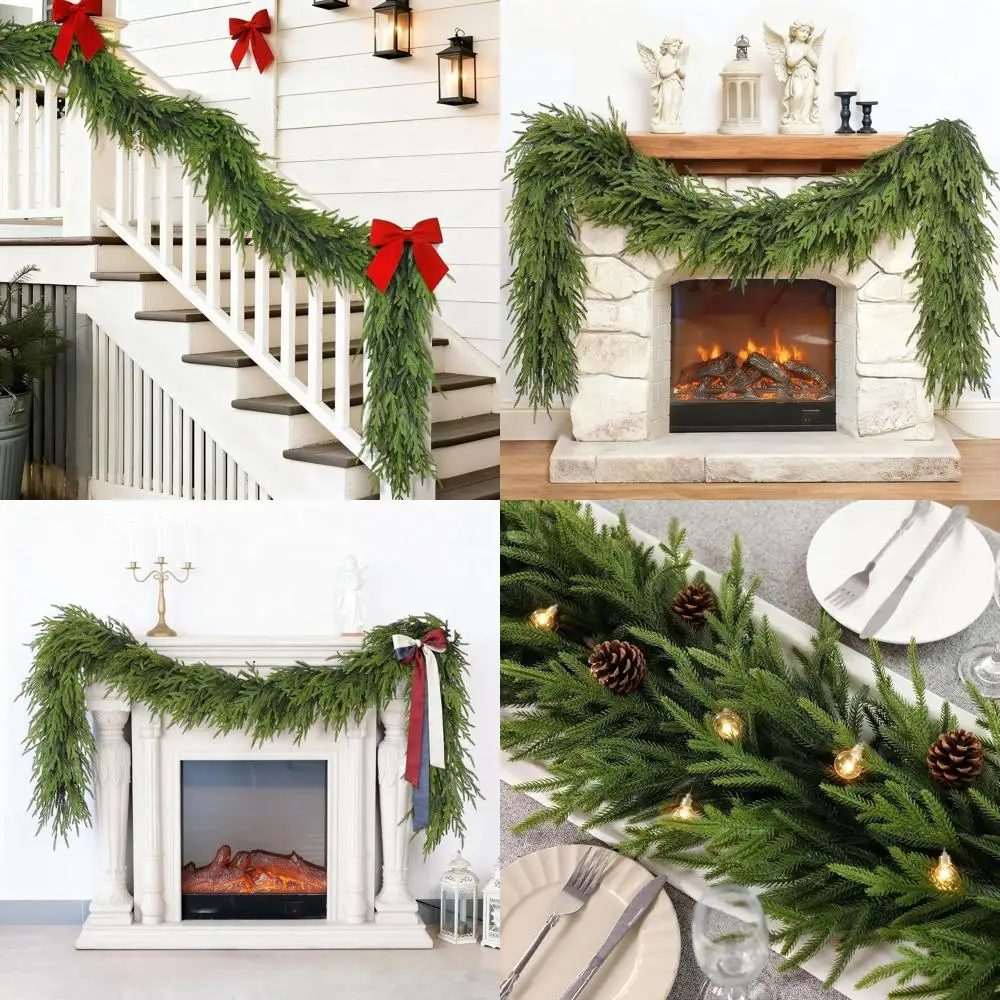 

Artificial Christmas Norfolk Pine Garland - 5FT Faux Greenery for Fireplace, Holiday, Table, Window, Mantel, Stairs, Home, Indoo