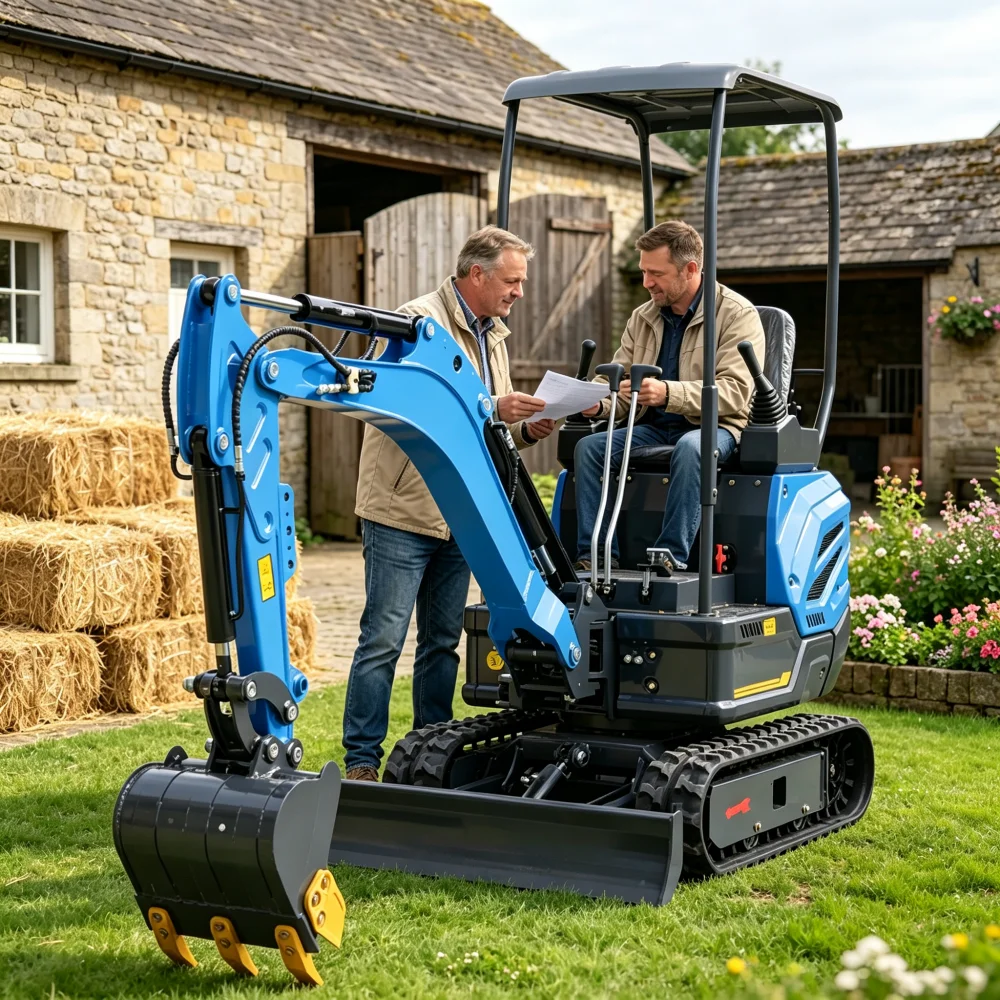 Mini Excavator 1.2Ton Hydraulic Crawler Small Digger CE Certified with Bucket Auger Breaker for Farm Construction Landscaping