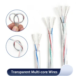 1~20m Transparent Power Cord 28/26/24/22/20/18/16AWG PVC Insulation Tinned Copper Cable 2 3 4 5 Cores LED Light Wire Line