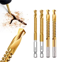 6/2Pcs HSS Twist Drill Bits Set 3-8mm Serrated Grooving Cutting Tap Spiral Saw Wood Metal Plastic Hole Saw Titanium Drill Tools