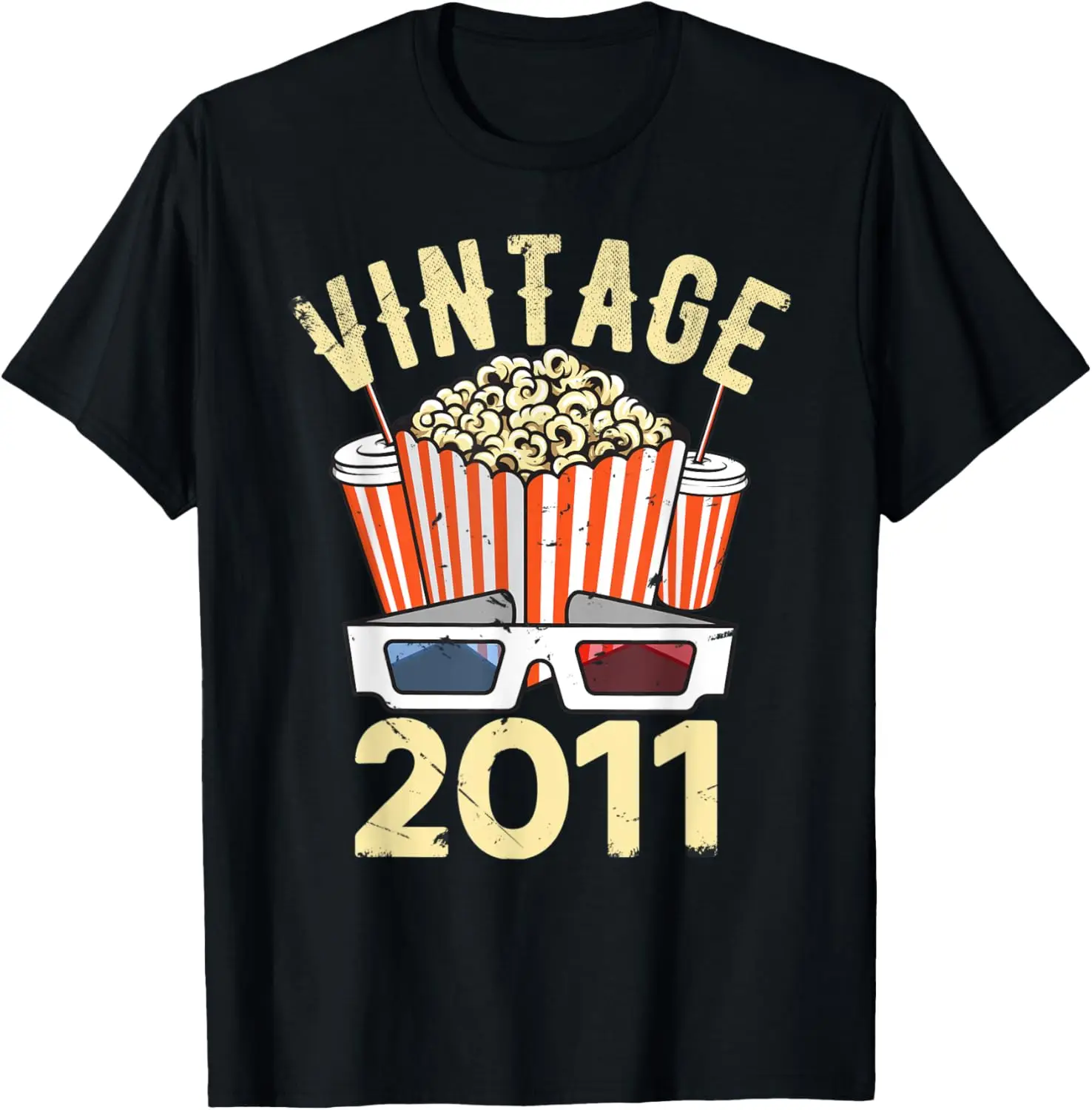 Vintage 2011 Friends Bday 11 Years Old Cinema Popcorn 90s T-Shirt