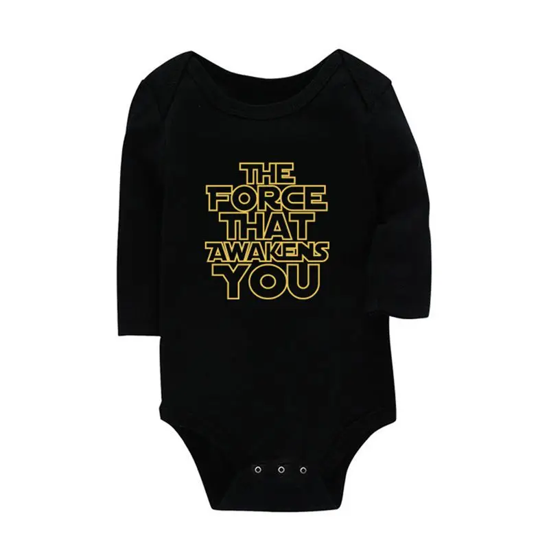 Newborn Baby Rompers Letters The Force That Awakens You Print Boy Cotton Bodysuit Infant Girl One-piece Jumpsuit Clothes 0-24M