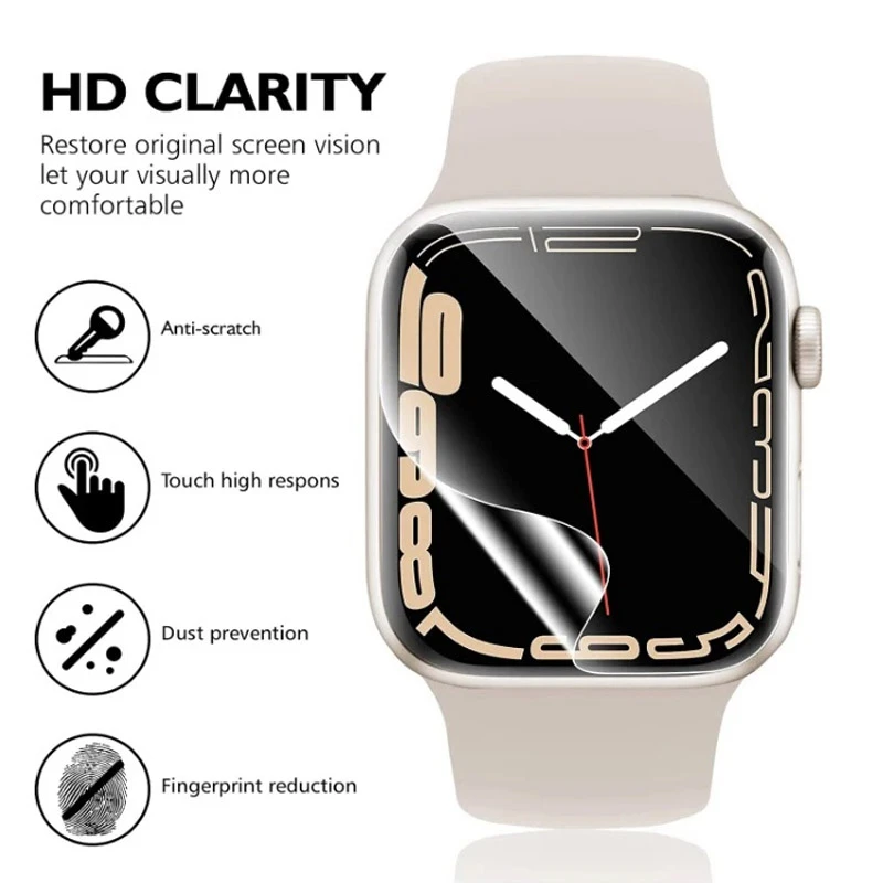 5PCS Hydrogel Film For Apple Watch Ultra 2 1 49MM 6 5 4 SE 40/44MM Screen Protector for Apple Watch Series 7 8 9 41MM 45MM Film